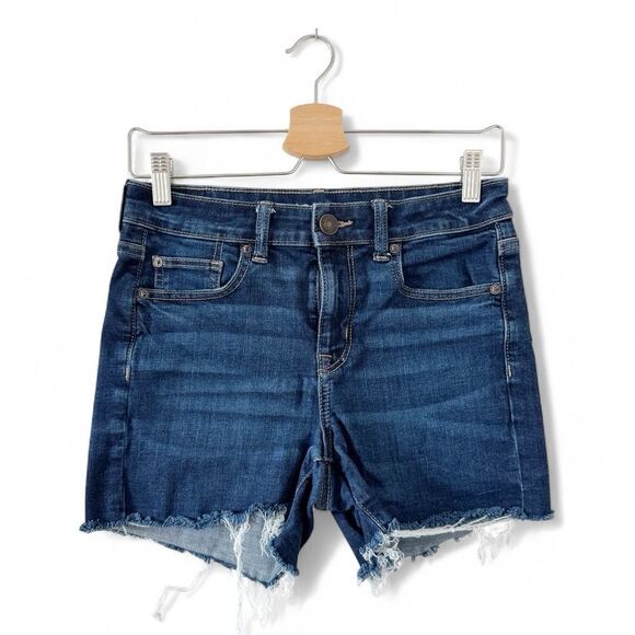 American Eagle Hi Rise Shortie Shorts Raw Hem Size 4 - Picture 1 of 5